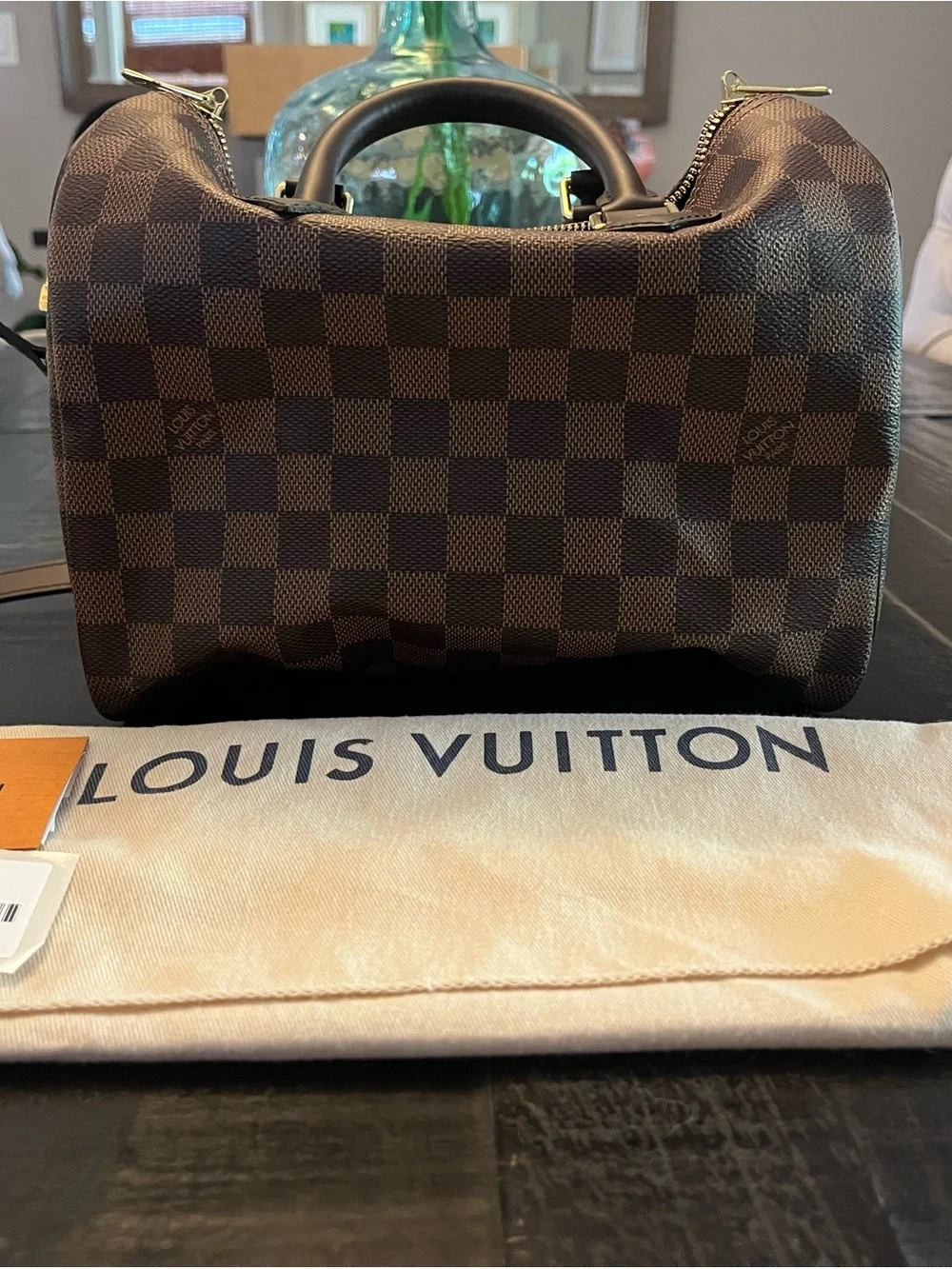 Louis Vuitton Damier Ebene Mini Satchel in Dark Brown and Chocolate